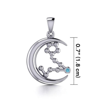Crescent Moon and Pisces Astrology Constellation Silver Pendant TPD5765 - Jewelry